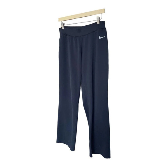 NIKE Women's Fit Dry Black Weave Knit Wide Leg Pockets Pants Size Medium 8/10 - Picture 2 of 10